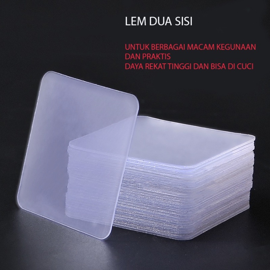 [GROSIR] 70PCS LEM 2 DUA SISI DOUBLE TAPE SIDE TRANSPARAN 5CM X 1.5CM PERSEGI PANJANG TEMPELAN SERBAGUNA