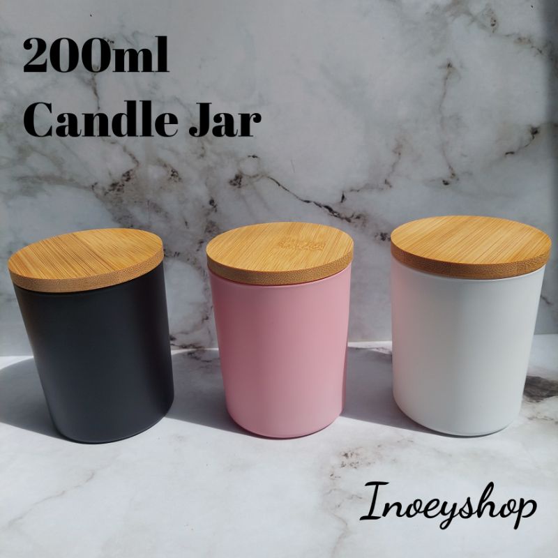 200ml candle glass jar wood lid/tempat lilin/ tempat bumbu/toples kaca tutup kayu