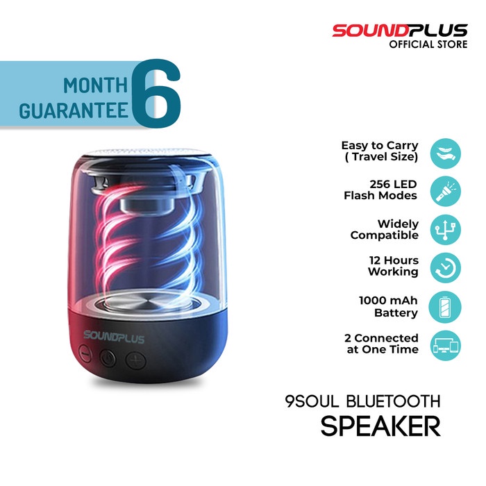 (COD) Soundplus 9Soul - Speaker Bluetooth Led 5W / Portable Speaker - Hitam
