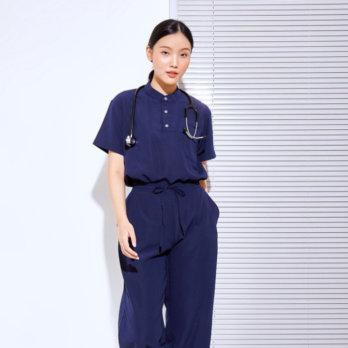 Baju Jaga MSS - NAVY Scrubs on Call Flowy Lengan Pendek