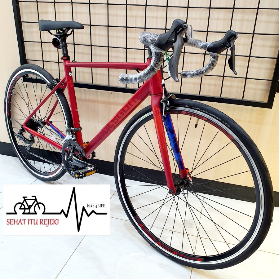 SEPEDA ROAD BIKE POLYGON STRATTOS S2 LIGHT RED 700C 2 x 8 SPEED