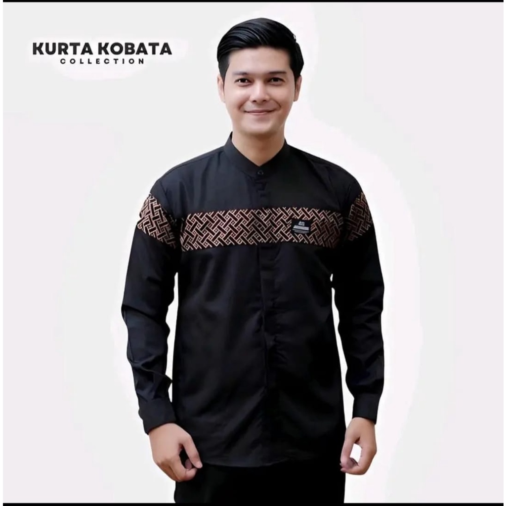 Baju Koko Pria I Kemeja Koko Kombinasi Batik Qinang