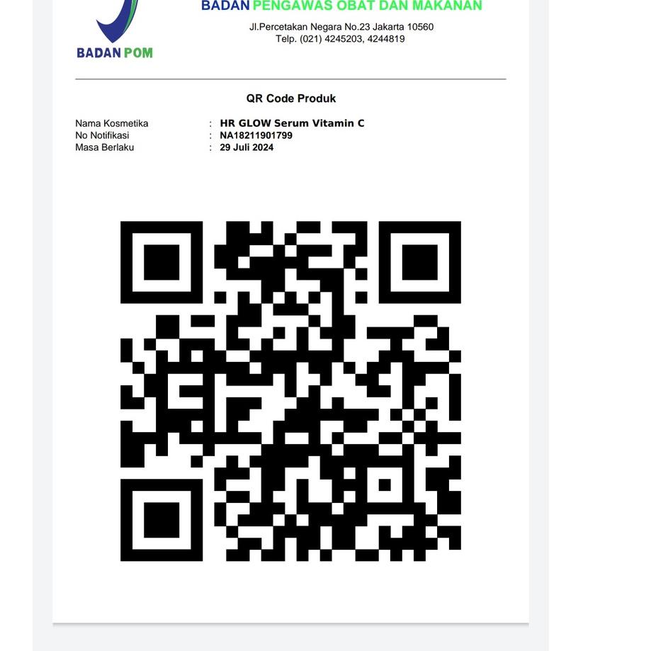 オ [AGEN RESMI][BPOM]Serum whitening Vit C HR Glow - 20ml/new pakcaging & New formula / serum wajah /