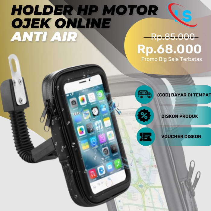 Holder hp motor waterproof dudukan tempat penahan ponsel Universal di SPION anti air mudah di gunakan phone holder stand NB10 LS