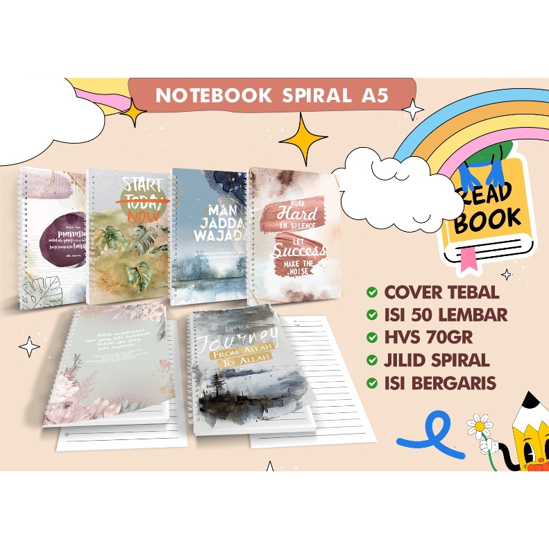 

NOTEBOOK A5 | BUKU TULIS SPIRAL | BUKU CATATAN BERGARIS A5 | JURNAL A5 | BLOKNOTE BESAR