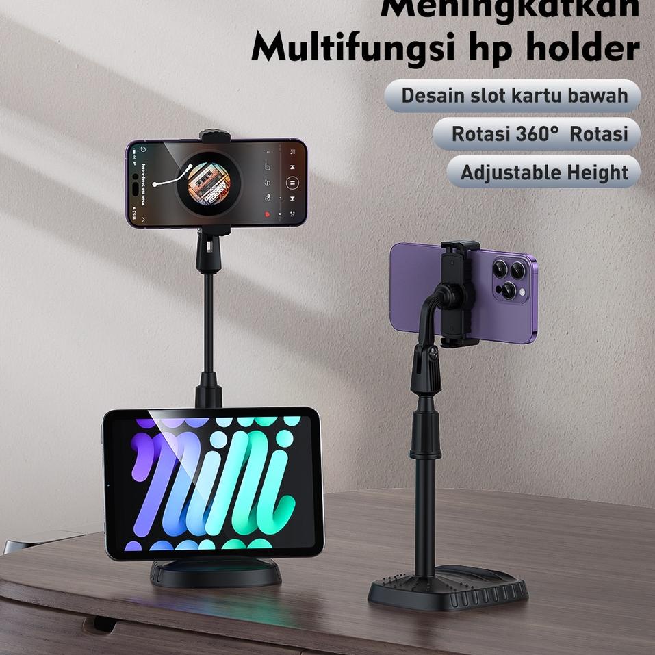 5.1-10.5 Inch Tablet Holder Tripod Lazypod Hp Tongkat Hp Stand Holder Hp Berdiri 360° Rotating Tongs