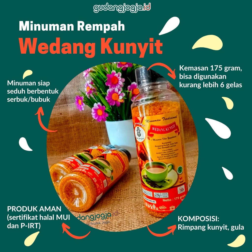 

MINUMAN REMPAH MINUMAN TRADISIONAL BUBUK INSTAN KUNYIT. KHAS JOGJA. OLEH OLEH JOGJA. GUDANGJOGJA.ID