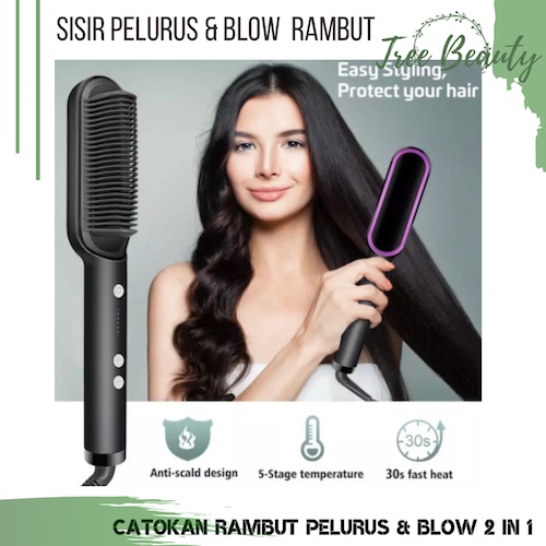 Sisir Catokan Sisir Pelurus Rambut Elektrik Catok Rambut 2 in 1