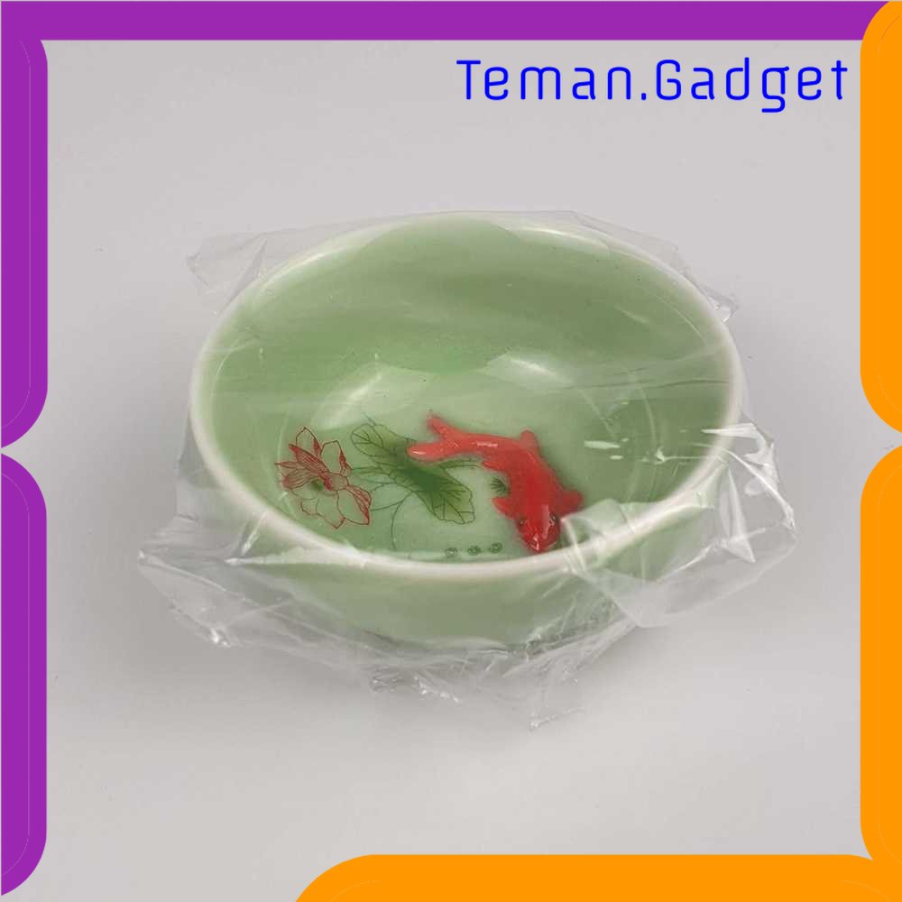 TG - DPR JUSEN Cangkir Teh Keramik Chinese Celadon Fish Teacup 33ml - D042