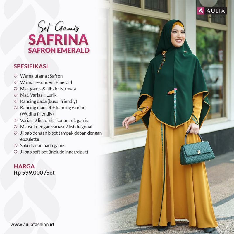 SET GAMIS AULIA SAFRINA SAFRON EMERALD