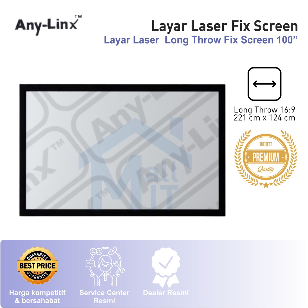 ( Bisa Cod ) LAYAR FIX SCREEN FIX FRAME ALR SCREEN LASER HOME THEATRE ANYLINK 100&quot;