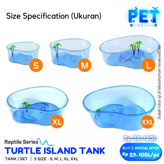 TURTLE TANK AQUARIUM VIVARIUM EMBER TEMPAT BASKING KANDANG KURA BRAZIL