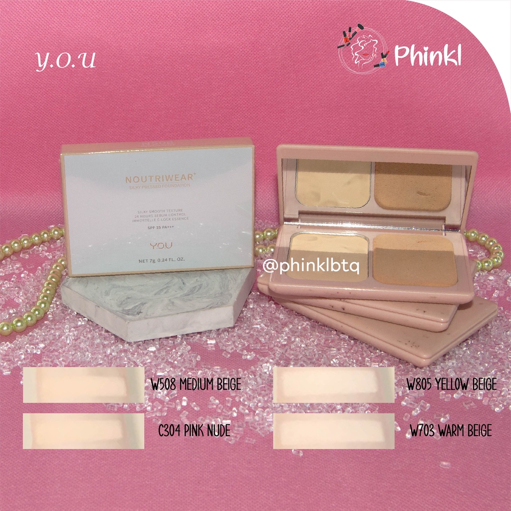 `ღ´ PHINKL `ღ´ Y.O.U silky pressed foundation padat menutup noda di wajah alas bedak