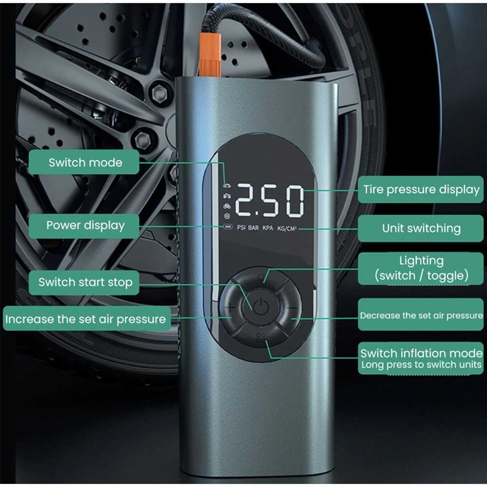 ZUIDID Pompa Ban Elektrik Wireless Tire Inflator with Display 4000mAh - ATJ-8266 ( Mughnii )