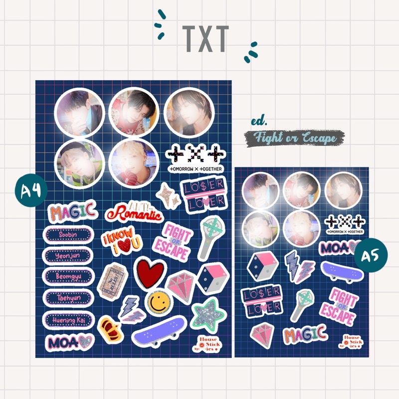 Stiker Kpop TXT Fight or Escape Edition (Unofficial/ Fanmade)