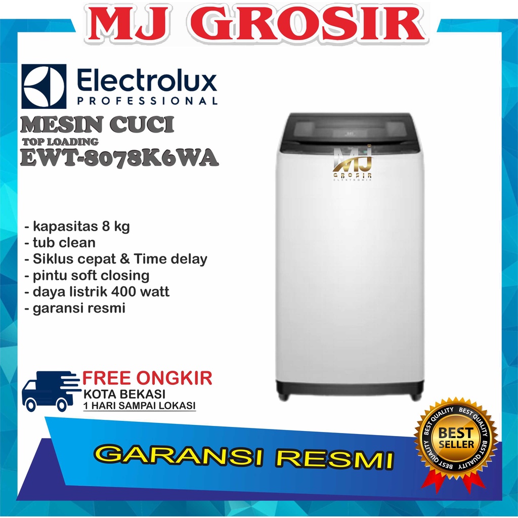 MESIN CUCI 1 TABUNG ELECTROLUX EWT 8078 K6WA TOP LOADING EWT8078 8KG