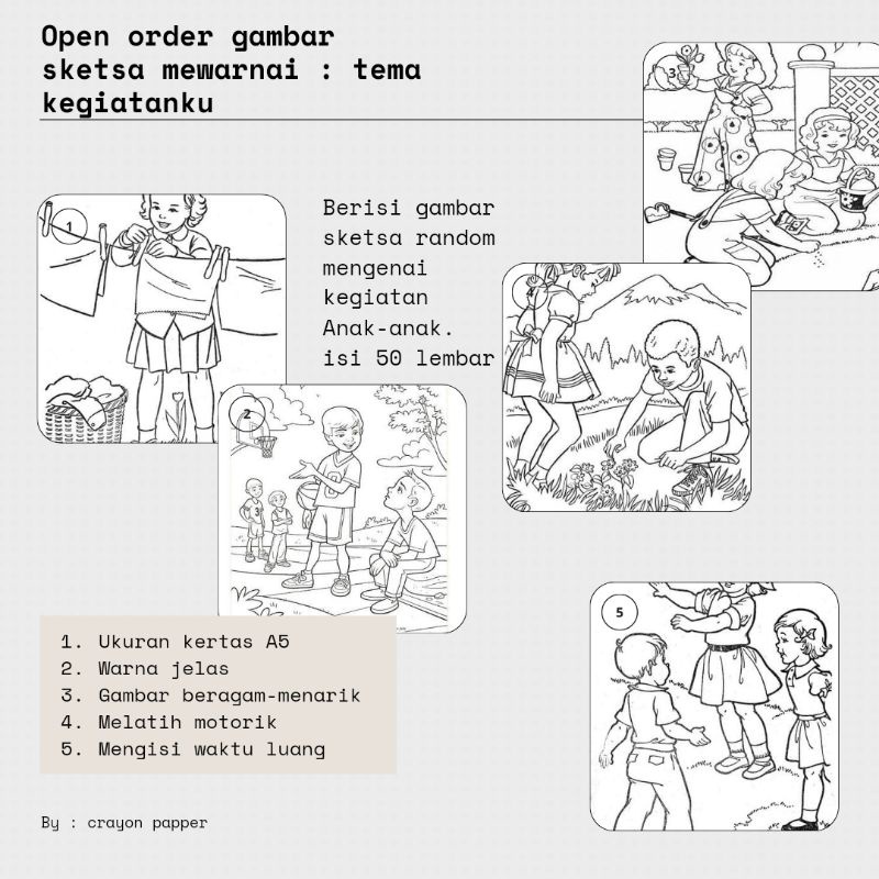 

Sketsa Mewarnai Ukuran A4 Isi 50 Lembar - Buku Mewarnai Anak Tk Sd Mi - Meningkatkan Motorik Anak