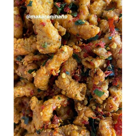 

☮ Keripik usus/usus crispy pedas daun jeruk with box 250gram そ