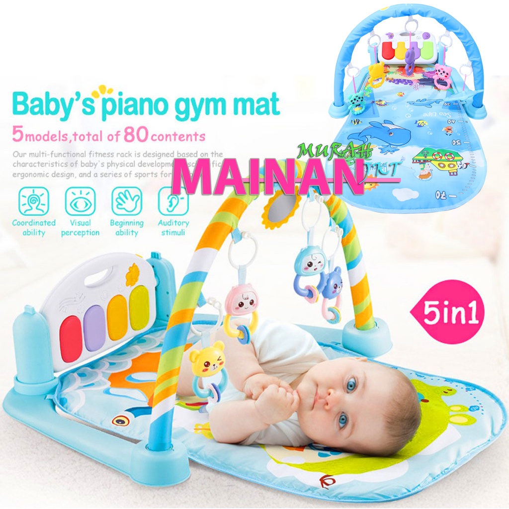 MAINANKEI MAINAN ANAK MURAH BABY PLAY GYM YB3 MAINAN BAYI RATTLE PIANO PLAYMAT MATRAS KASUR BABY BERMAIN PIANO MUSICAL EDUKASI ANAK