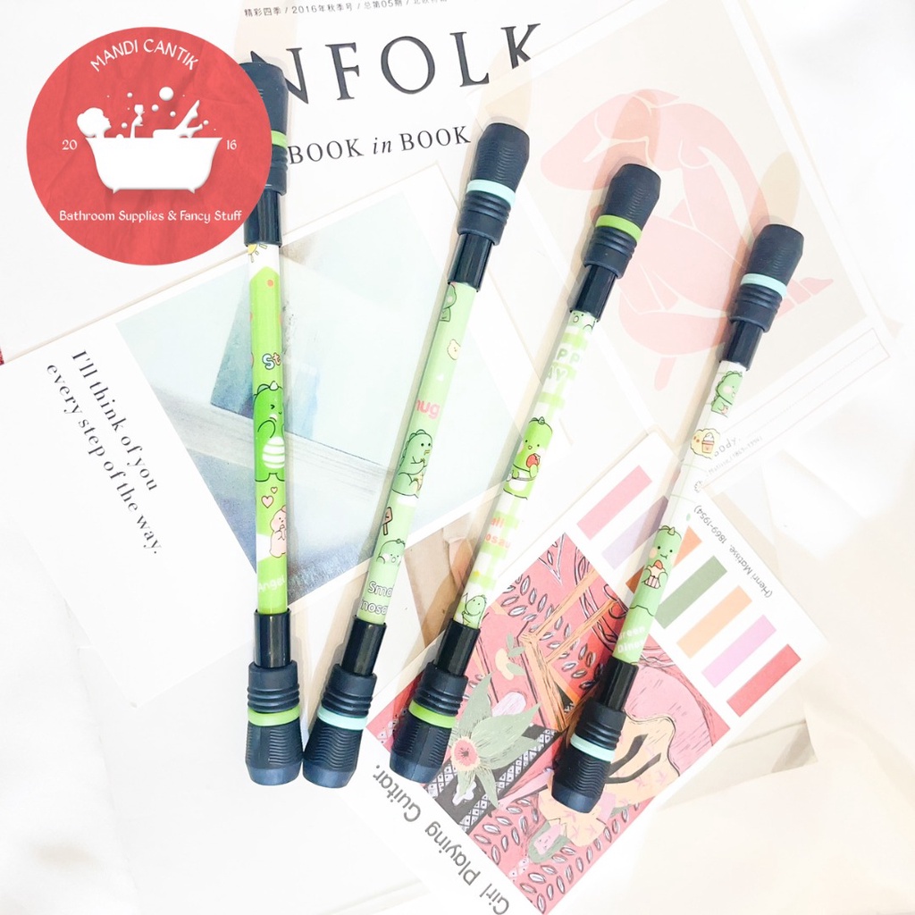 

pulpen tongkat putar magnet DINO HIJAU pen bolpen kreatif spinner lucu