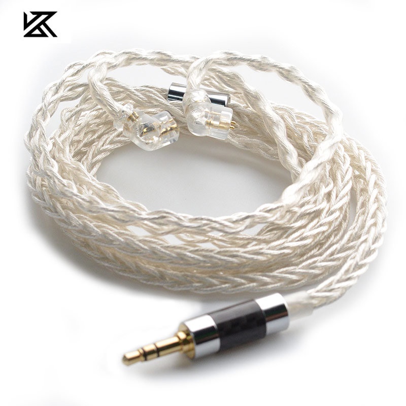 Kz 89-7 Kabel Headphone 1064cores 8-helai Menebal Berlapis Perak Upgrade Kabel Earphone Kabel Untuk KZ ZEX Pro DQ6s