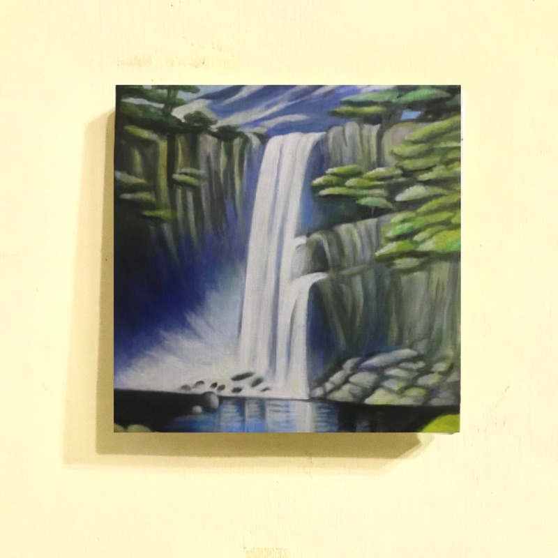 Lukisan Dinding Kanvas Aesthetic - Lukisan Kanvas Air Terjun - Dekorasi dinding kamar rumah aestheti