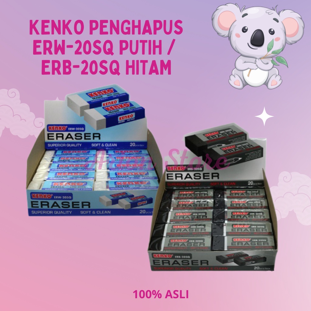 

[ARION STORE] Penghapus Panjang Kenko Hitam ERB-20SQ Putih ERW-20SQ / Eraser Kenko [PCS]