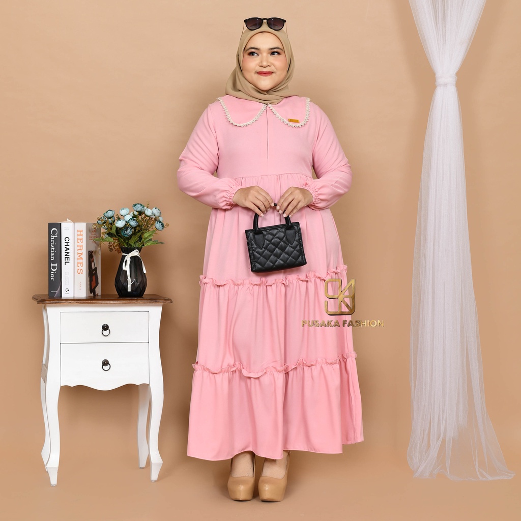 B3LA MAXY Gamis perempuan dewasa jumbo pakaian muslim wanita bigsize muat sampai 80kg+ ada size fashion muslimah terbaru long dress kekinian modern murahberkualitas warna putih hitam merah bata hijau army lilac kuning lemon mustard broken white dusty moca