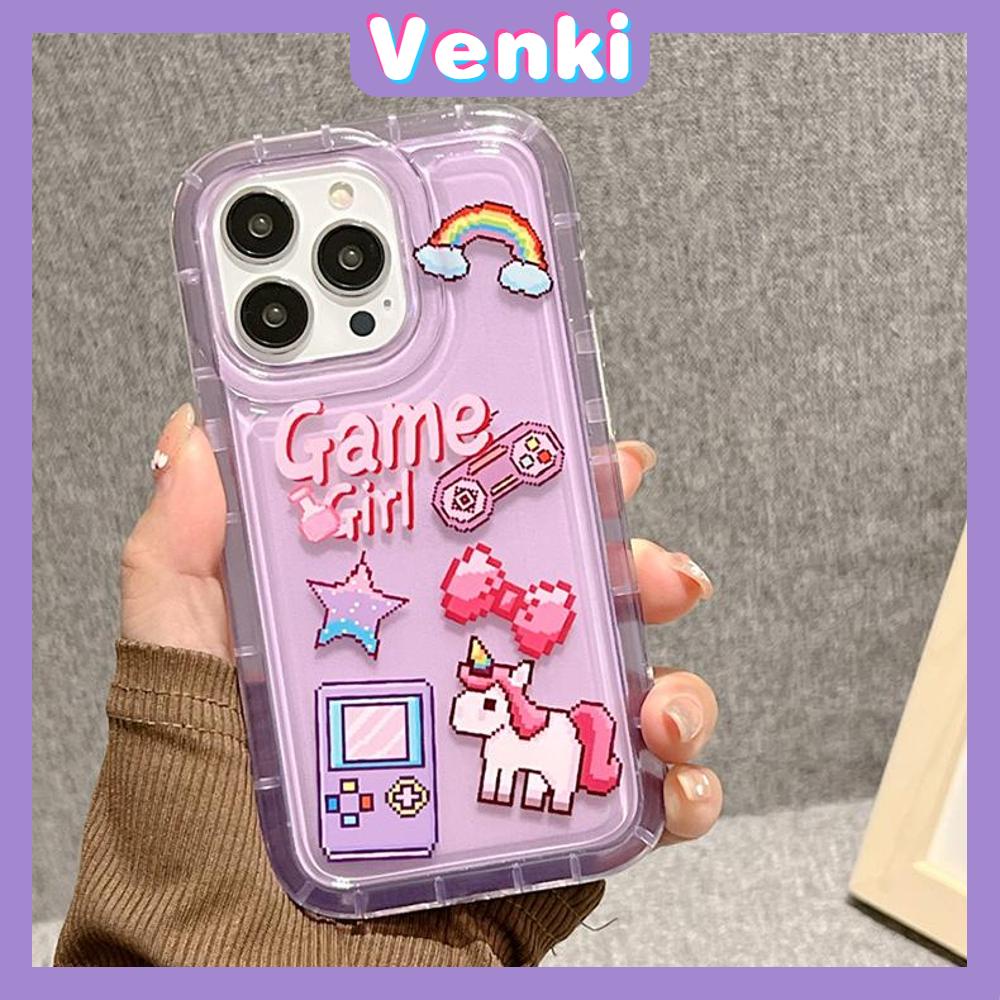 Case For iPhone 14 Pro Max TPU Soft Jelly Airbag Clear Pink Case Cute Rainbow Unicorn Camera Protection Shockproof For iPhone 14 13 12 11 Plus Pro Max 7 Plus X XR