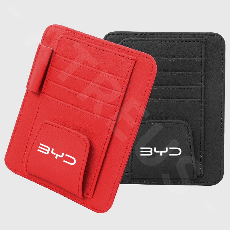 Byd atto3 E2 S7 Qin Car Sun Visor Card Organizer Tempat Klip Kacamata Hitam Kulit Untuk BYD atto3 Dolphin EV Tang E6 S1 E3 T3 E2 S7 Qin Aksesoris Mobil