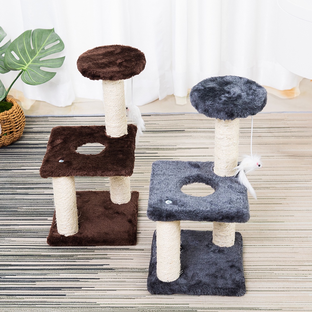 Pet’ oPedia  Cat Tree kandan Kucing Cat condo Double Tidur -Mainan Kucing gelegan dan minimalis, bahan lembut dan struktur kuat