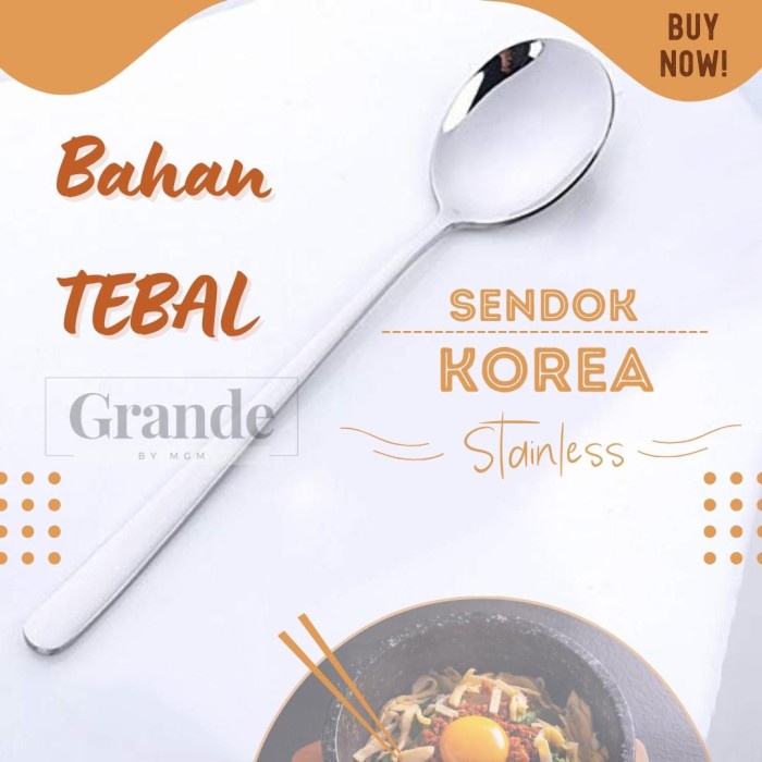 Sendok makan Korea STAINLESS Sendok korea panjang Gepeng Tebal