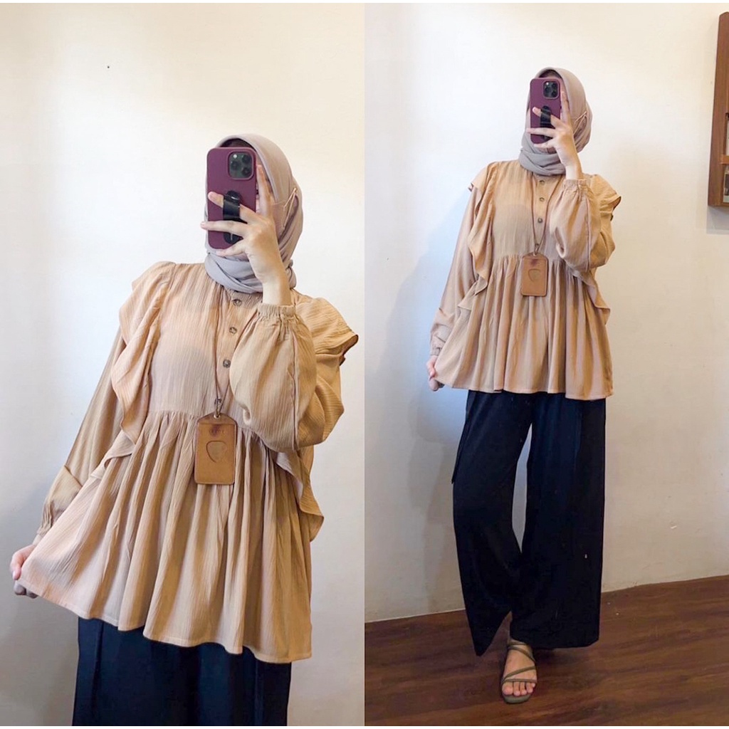 TIFANY BLOUSE KEMEJA WANITA MUSLIMAH PREMIUM AIRFLOW CRINCKLE DEODORA RAYON