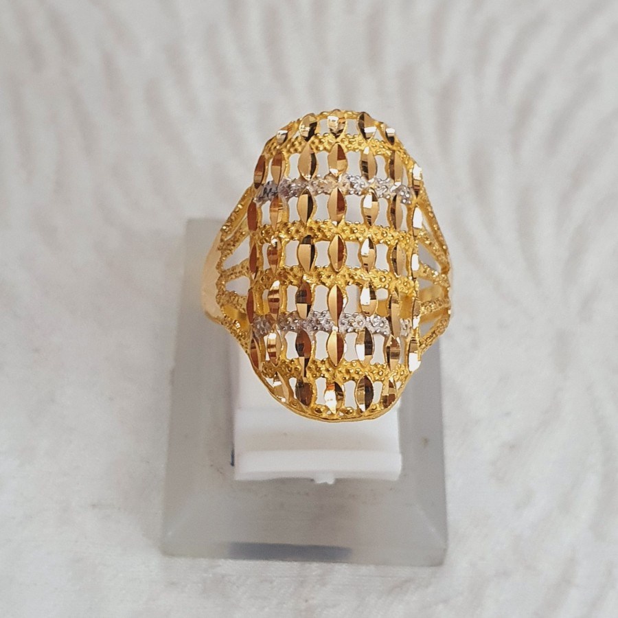 cincin model krawanga kombinasi putih mekah emas 875 87.5 % 87.5% 21k