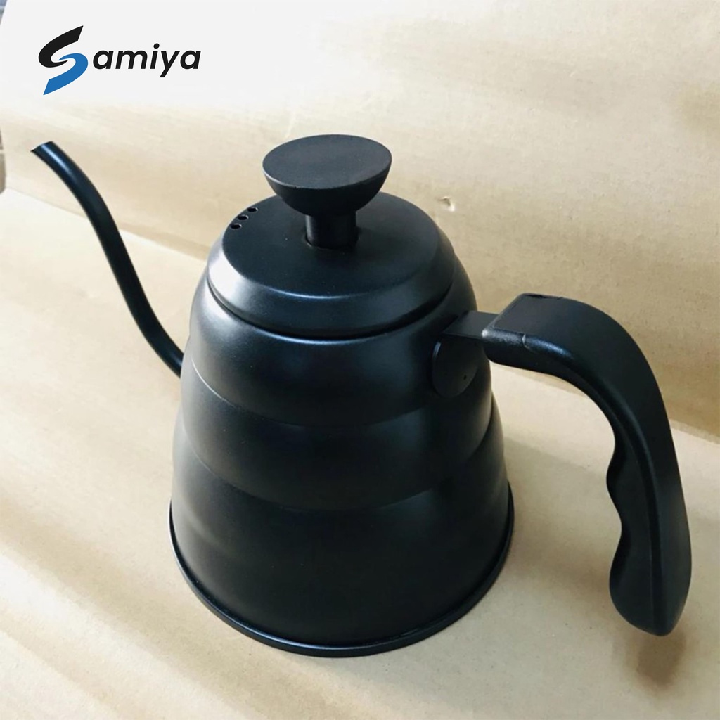 teko kopi angsa hitam teflon 1.2Liter polos / Gooseneck kettle black