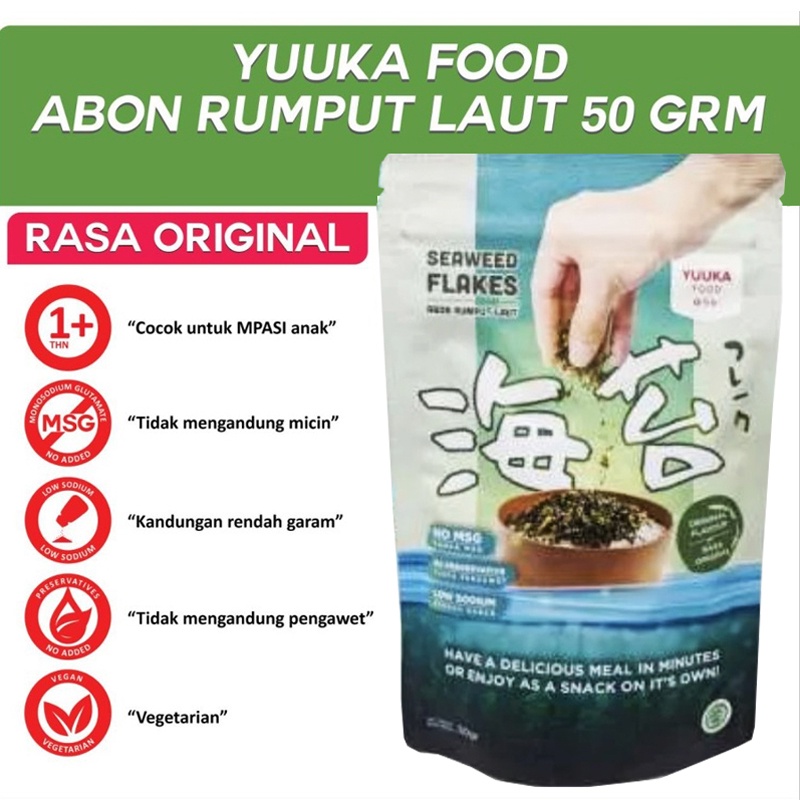 Yuuka Yuka Food Abon Rumput Laut MPASI 50gr Anak NON MSG Rasa ORIGINAL dan SPICY Babymaniashop