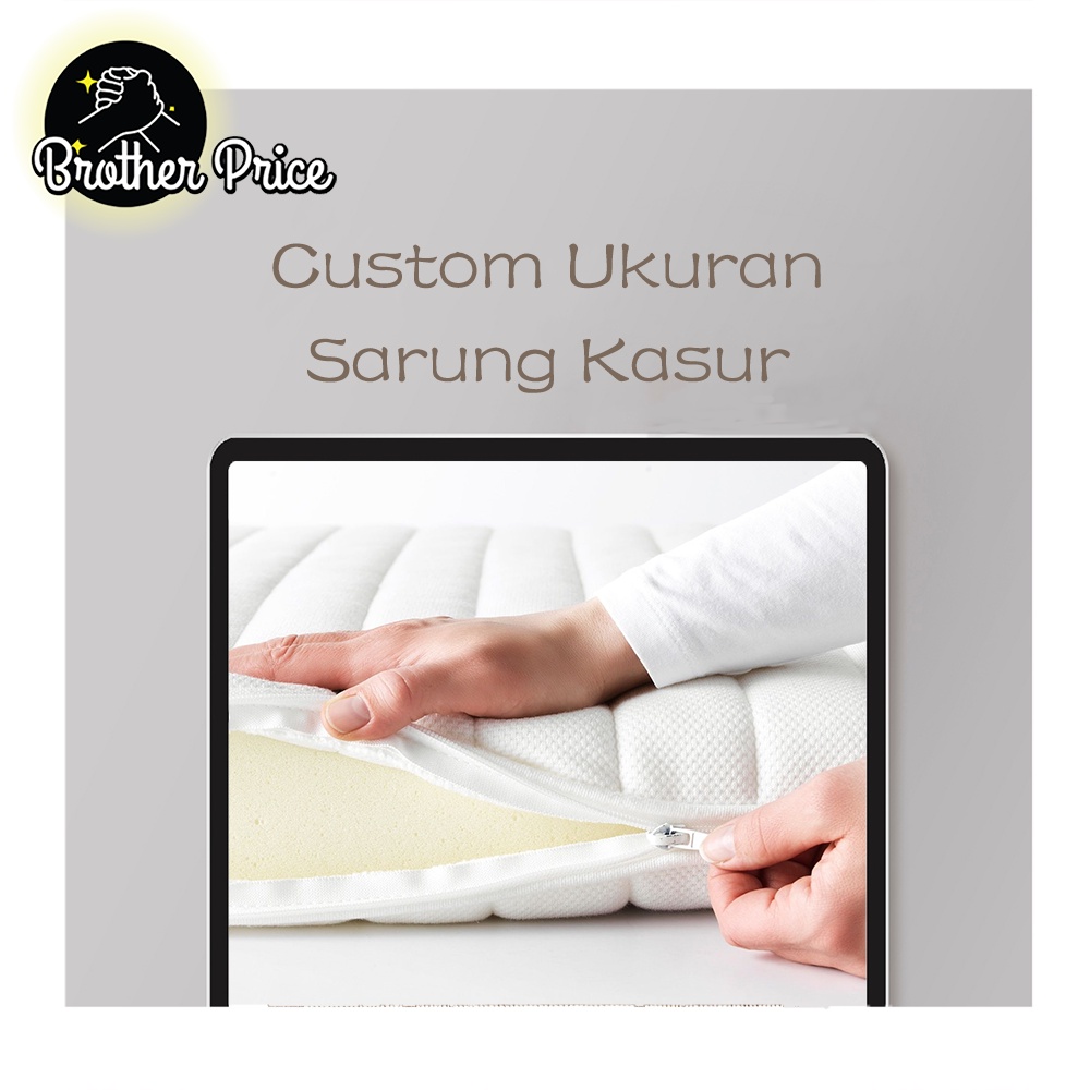 Sarung Kasur Resleting 160x200 180x200 200x200 Tinggi 5cm sampai 40cm Custom Ukuran