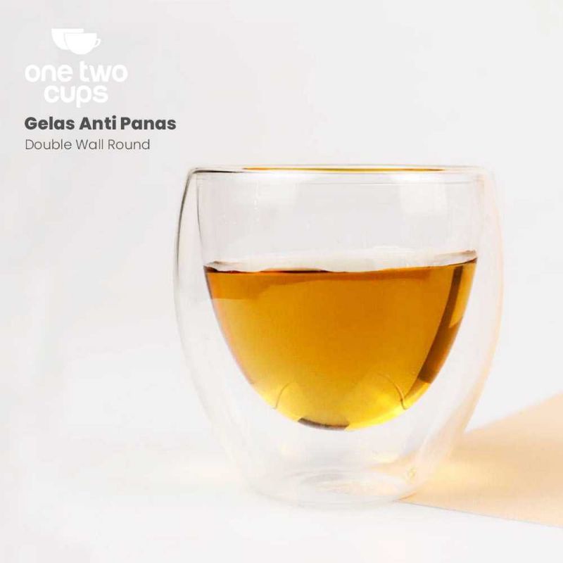 One Two Cups Gelas Cangkir Kopi Anti Panas Borosilicate Glass Round - PLY1704 250ml