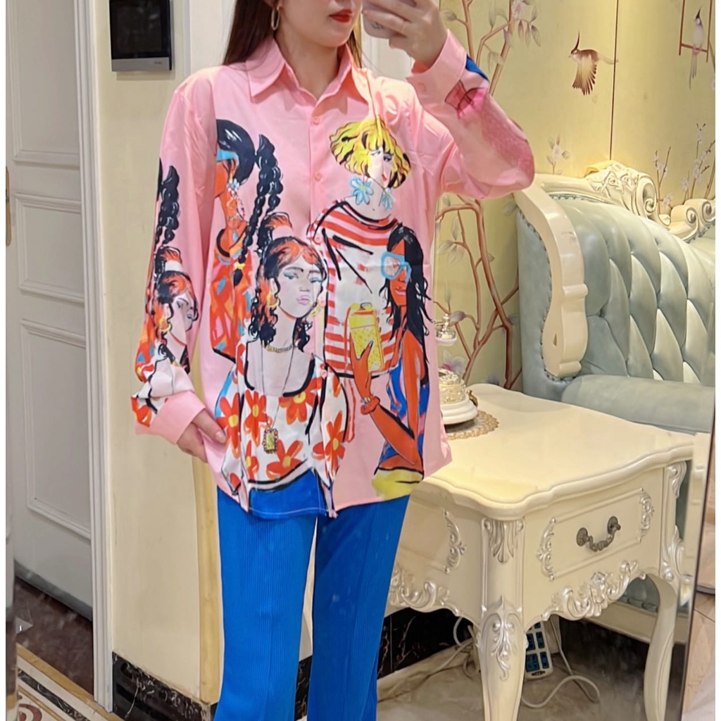 TM - 5614 Kemeja Cewek Kue Doughnut Import