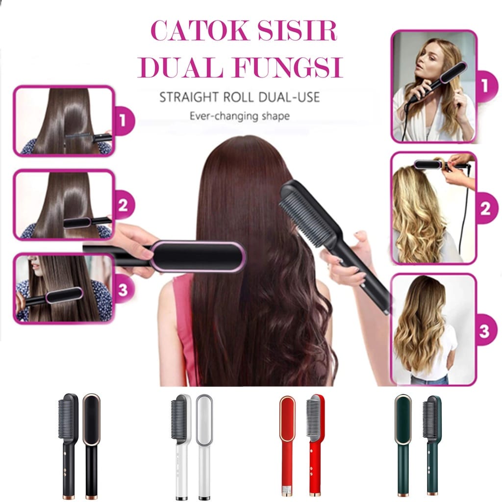 Catok Sisir Pelurus rambut Hair straightener Curlier / Sisir 2 in 1