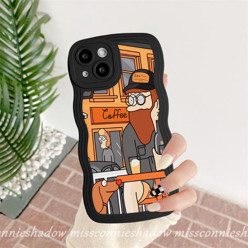 IPHONE Casing Pasangan Cocok Untuk Iphone6 6s 87s 11 13 12 14 Pro Max 14Plus XR X XS Max SE 2020 Wavy Edge Soft TPU Back INS Fashion Europe Art Retro Ilustrasi Cover