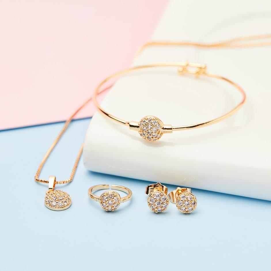 M04W Y031 kalung gelang cincin anting perhiasan anak 1 set perhiasan perempuan satu set perhiasan