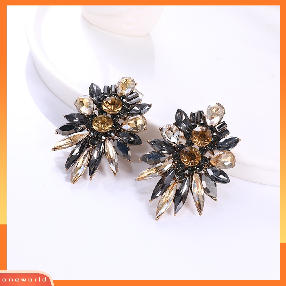 [WONE] Wanita Fashion Berlebihan Imitasi Kristal Berlian Imitasi Ear Stud Earrings Jewelry