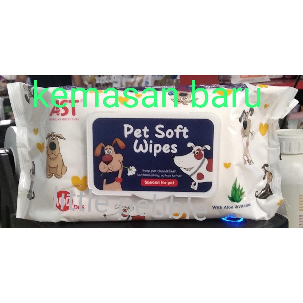 TISSUE basah hewan pet soft pet wipes wangi aple  isi 100lbr aloe&amp;vittamin tisu