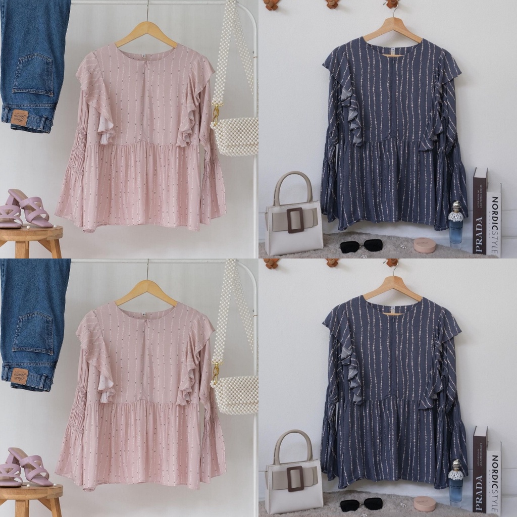 Riana Blouse Pink Jeans Vanilla Hijab Sale 12.12