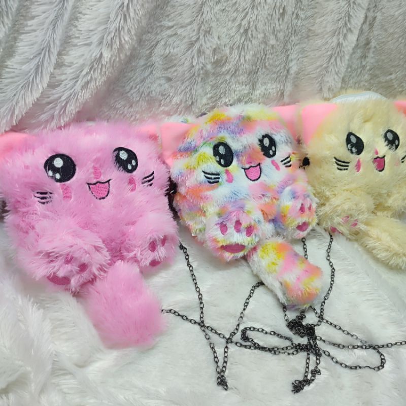 Tas selempang Boneka kucing lucu lembut