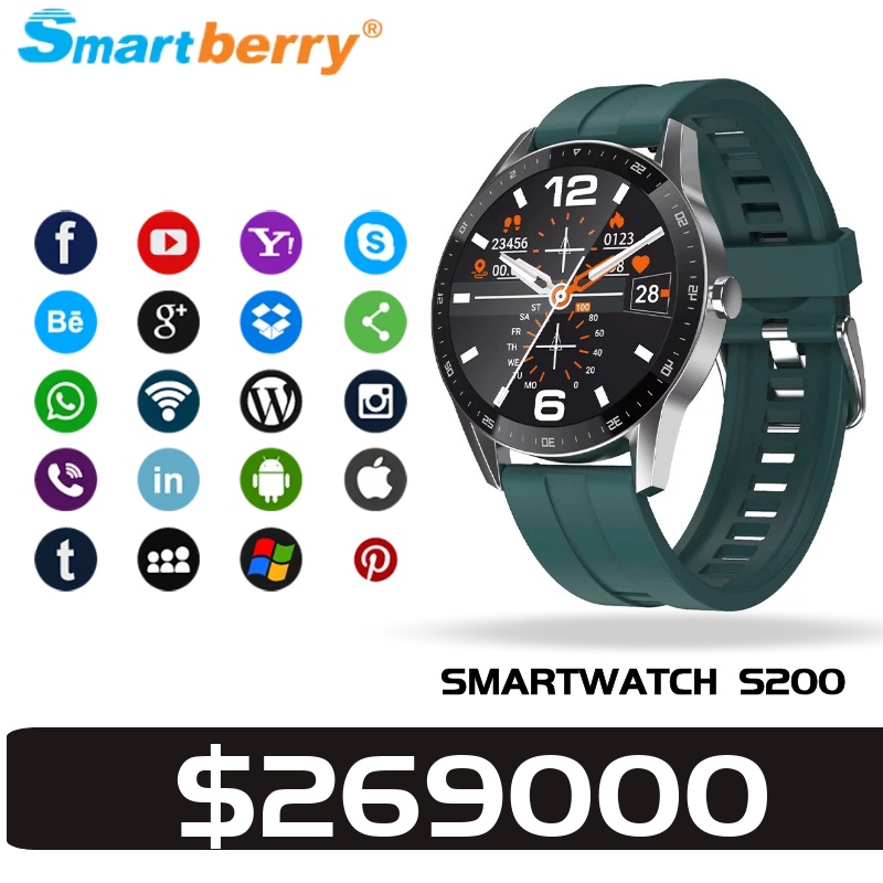 SMARTBERRY SMARTWATCH S200 Jam Tangan Mode Layar Sentuh Bulat