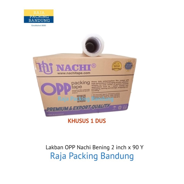 

Lakban Nachi OPP Bening ukuran 2 Inch (48 mm x 100 yard) Khusus 1 Dus