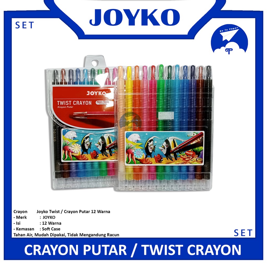 

JOYKO - Crayon Putar Twist 12S - 12 Warna - Non Toxic / Tidak Beracun - SET