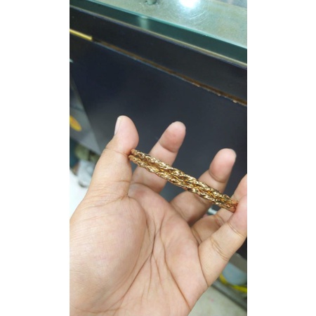 gelang keroncong ukir S925 / perhiasan perak 925 berlapis emas